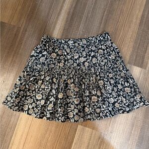 Zara Black and Cream Floral A-Line Skirt